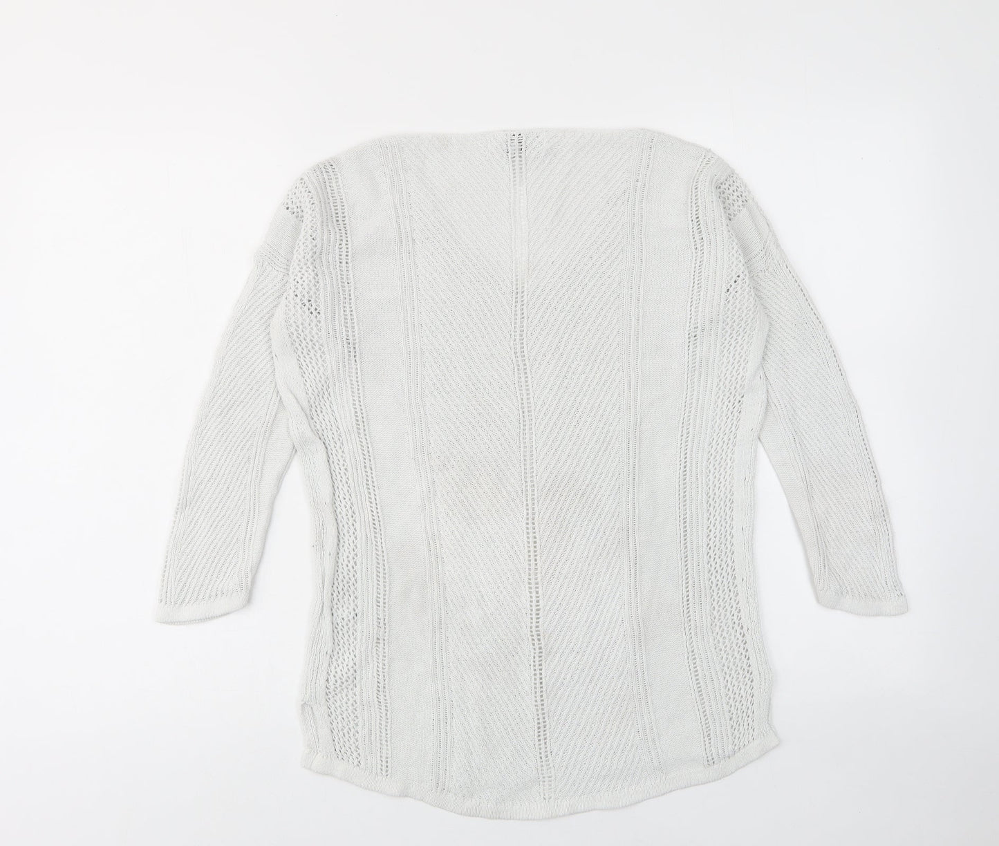 NEXT Womens White V-Neck Cotton Pullover Jumper Size 8