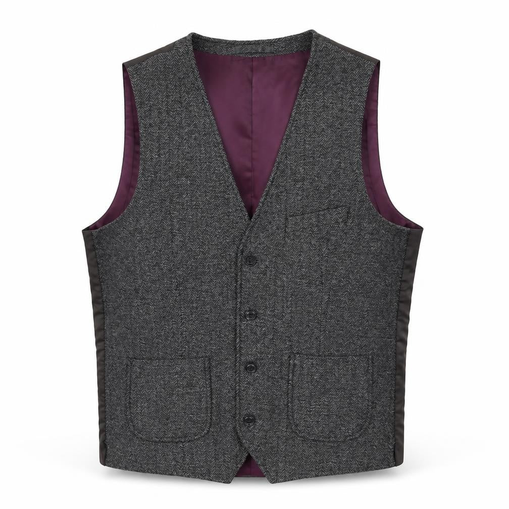 B&W Mens Grey Wool Jacket Suit Waistcoat Size M Regular