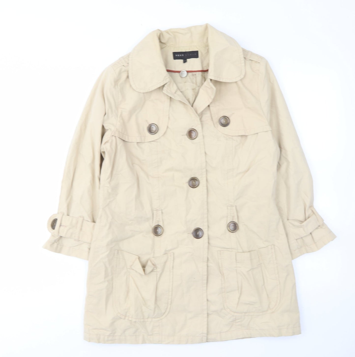 NEXT Womens Beige Military Jacket Jacket Size 10 Button - Pockets, Buttons, Collared