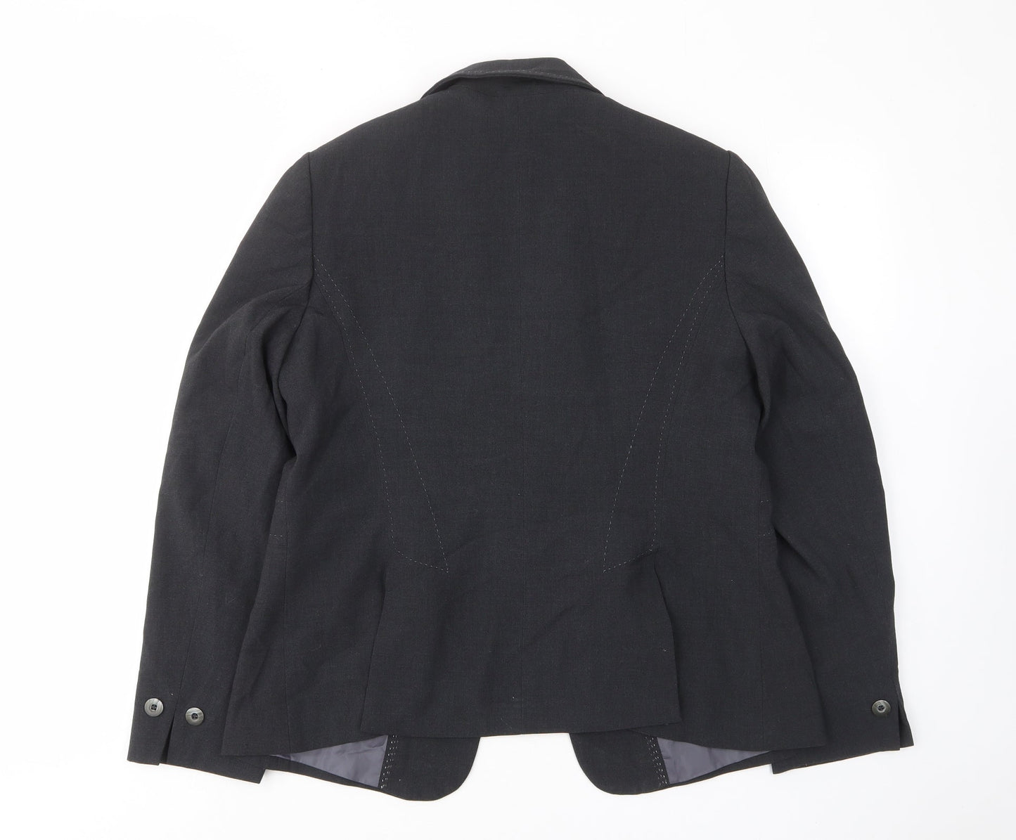 Marks and Spencer Womens Grey Jacket Blazer Size 18 Hook & Eye - Buttons, Embroided
