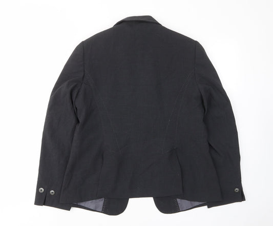 Marks and Spencer Womens Grey Jacket Blazer Size 18 Hook & Eye - Buttons, Embroided