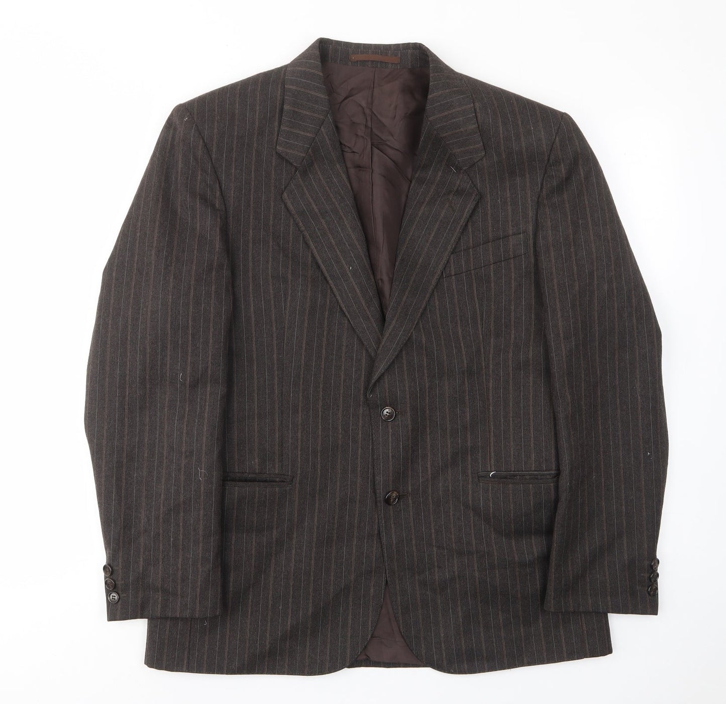 Turo Mens Brown Striped Wool Jacket Suit Jacket Size 40 Regular - Inside pockets