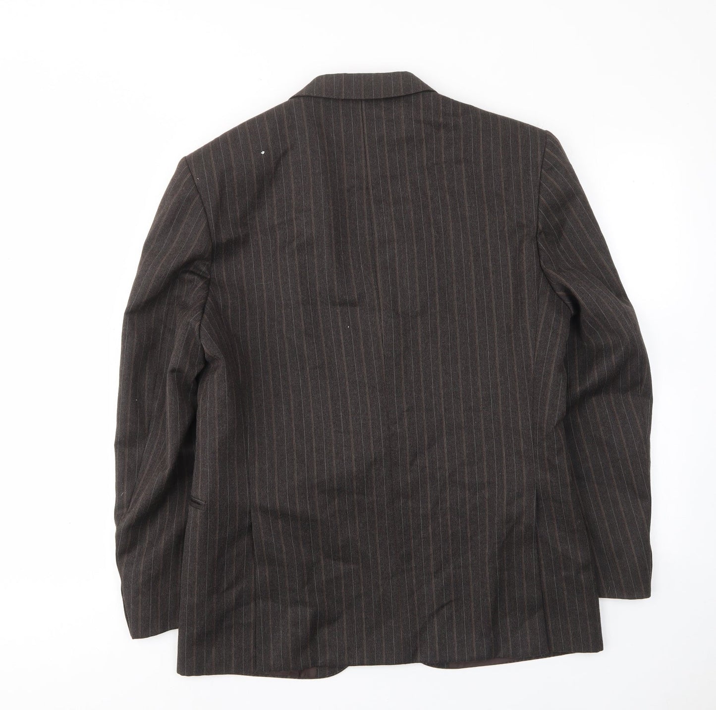 Turo Mens Brown Striped Wool Jacket Suit Jacket Size 40 Regular - Inside pockets