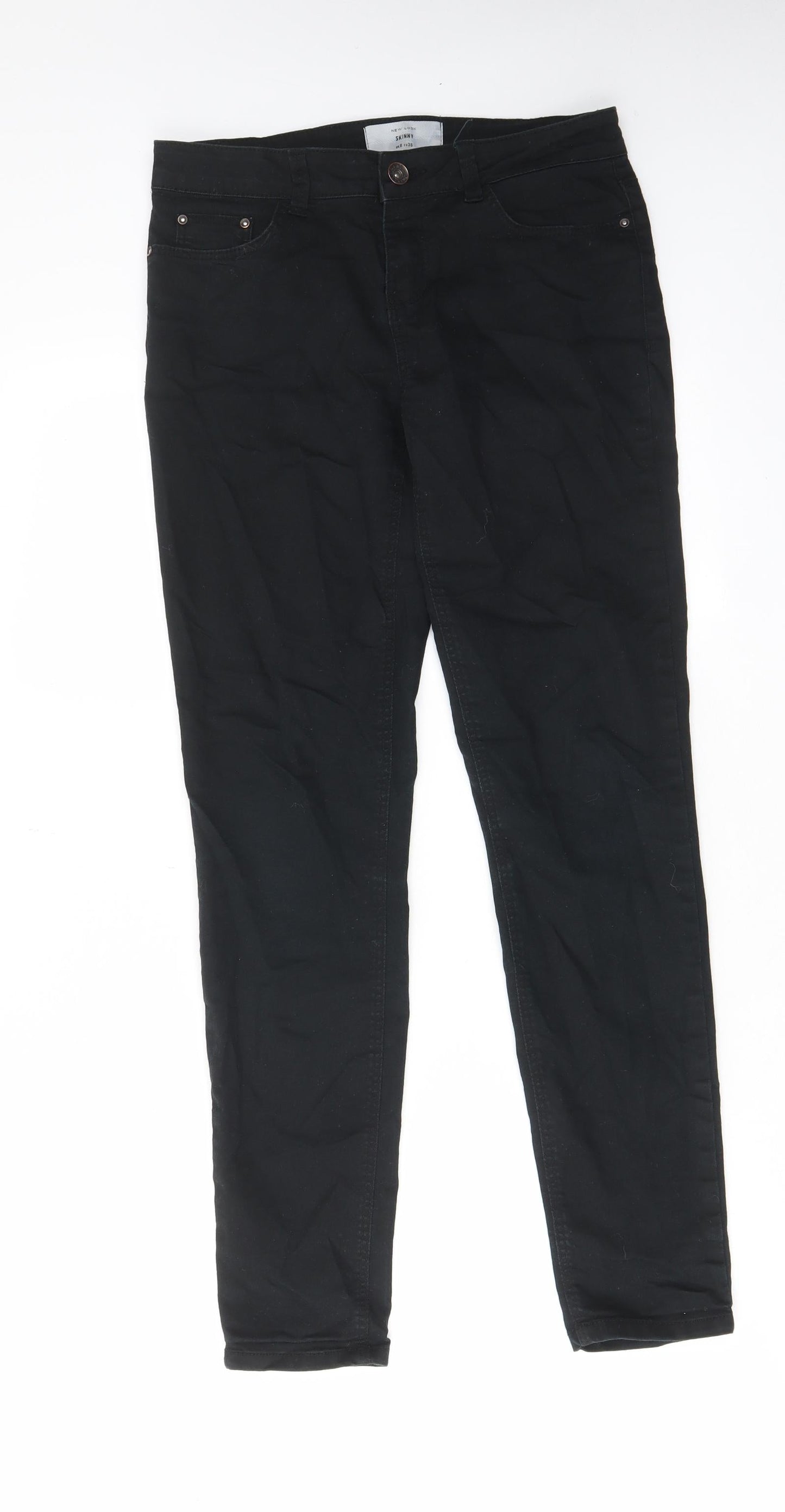 New Look Womens Black Cotton Skinny Jeans Size 8 L29 in Regular Zip - Pockets