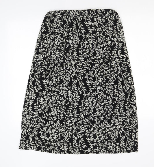 Lofty Manner Womens Black Floral Nylon A-Line Skirt Size M
