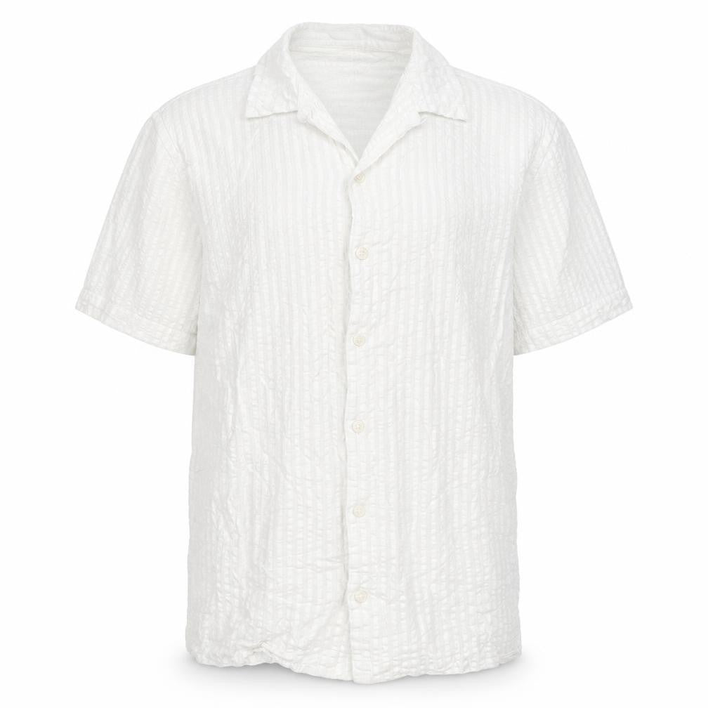 Nigel Hall Mens White Polyester Button-Up Size M Collared Button - Waffle fabric