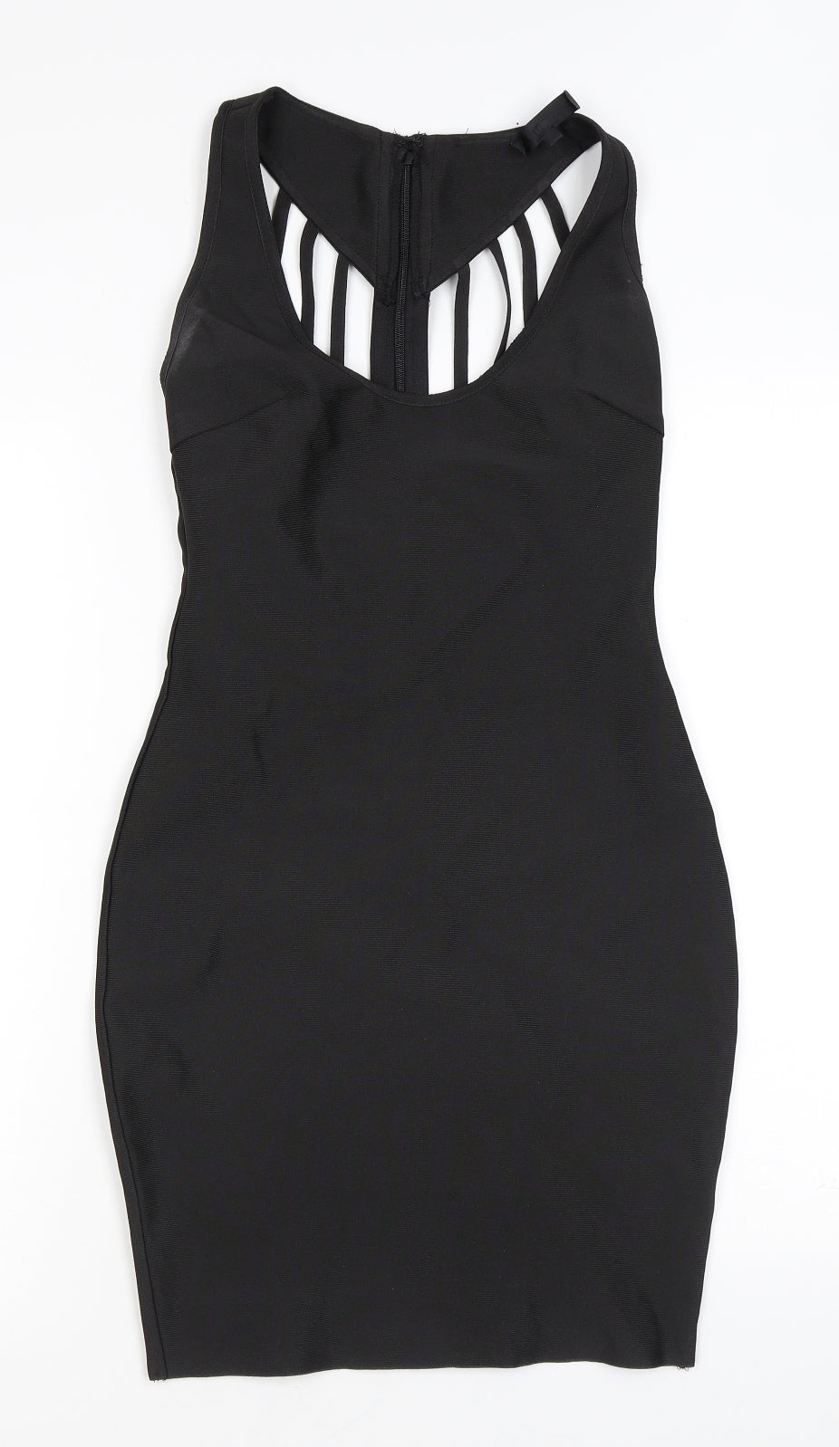 Love & Other Things Womens Black Polyester Bodycon Size S Scoop Neck Zip