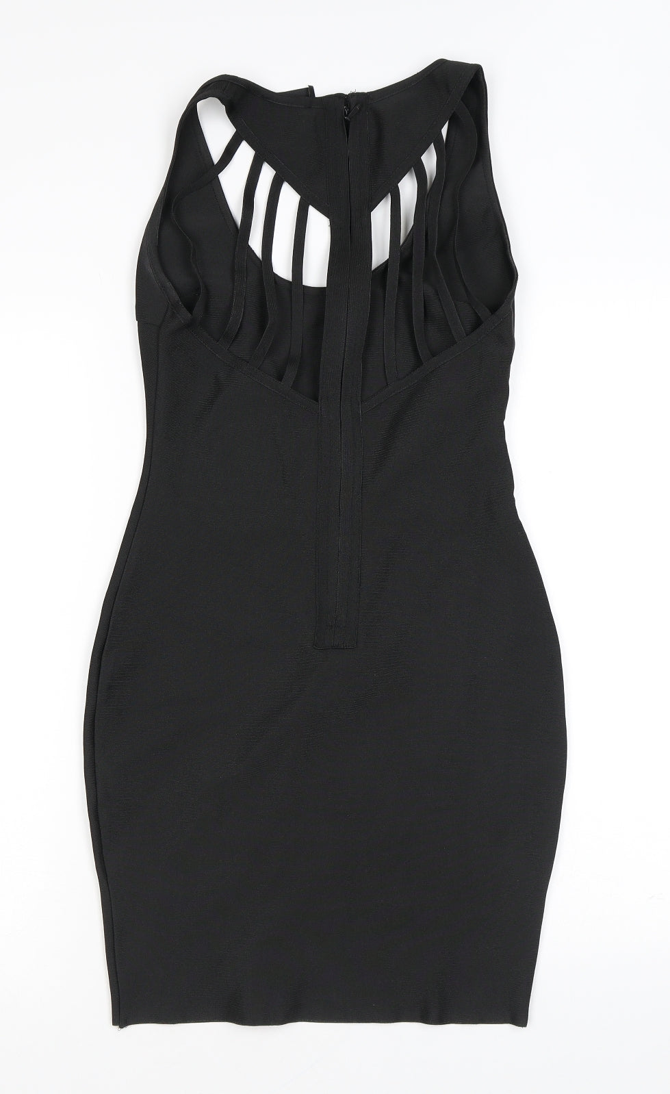 Love & Other Things Womens Black Polyester Bodycon Size S Scoop Neck Zip