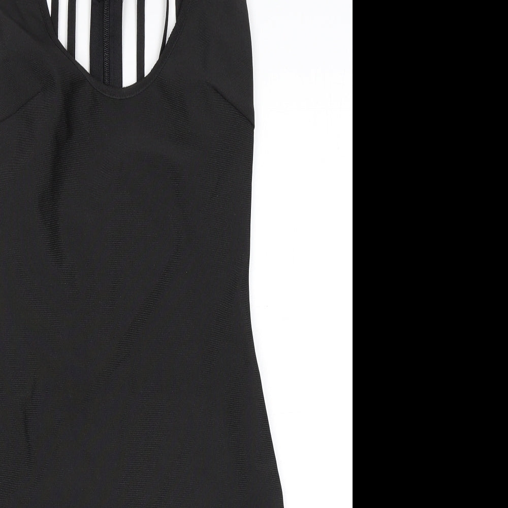 Love & Other Things Womens Black Polyester Bodycon Size S Scoop Neck Zip