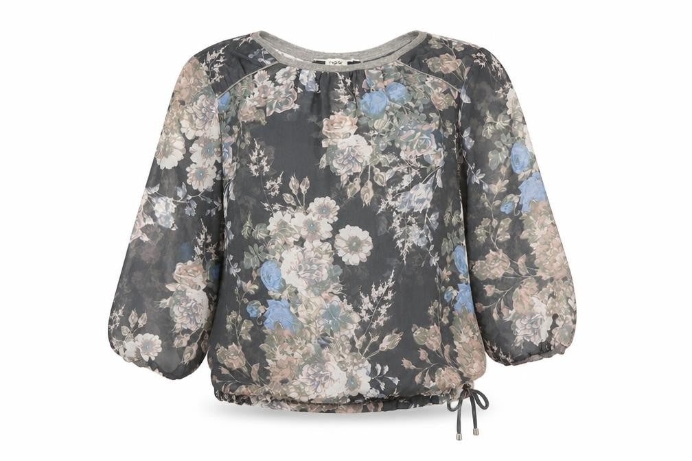NEXT Womens Blue Floral Polyester Basic Blouse Size 8 Round Neck