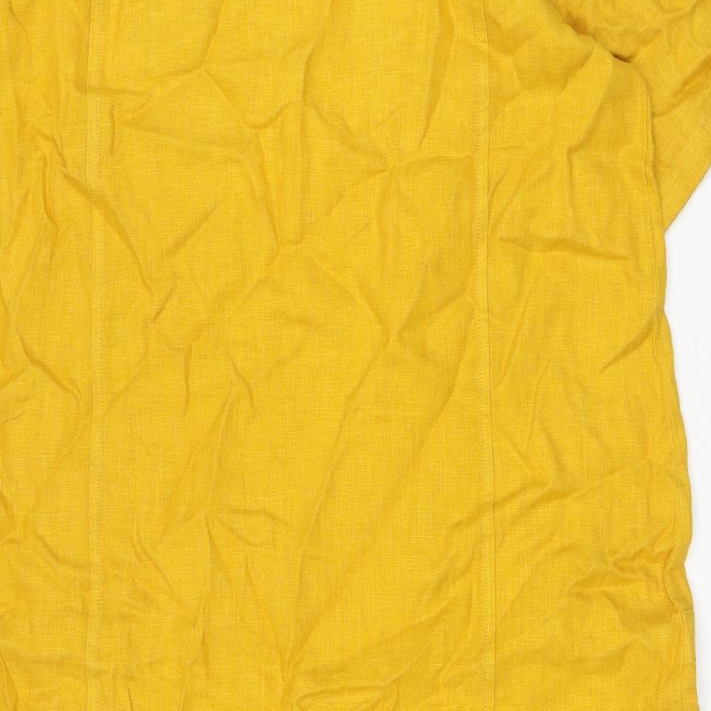 Seasalt Womens Yellow Linen T-Shirt Dress Size 14 Round Neck Pullover - Pockets