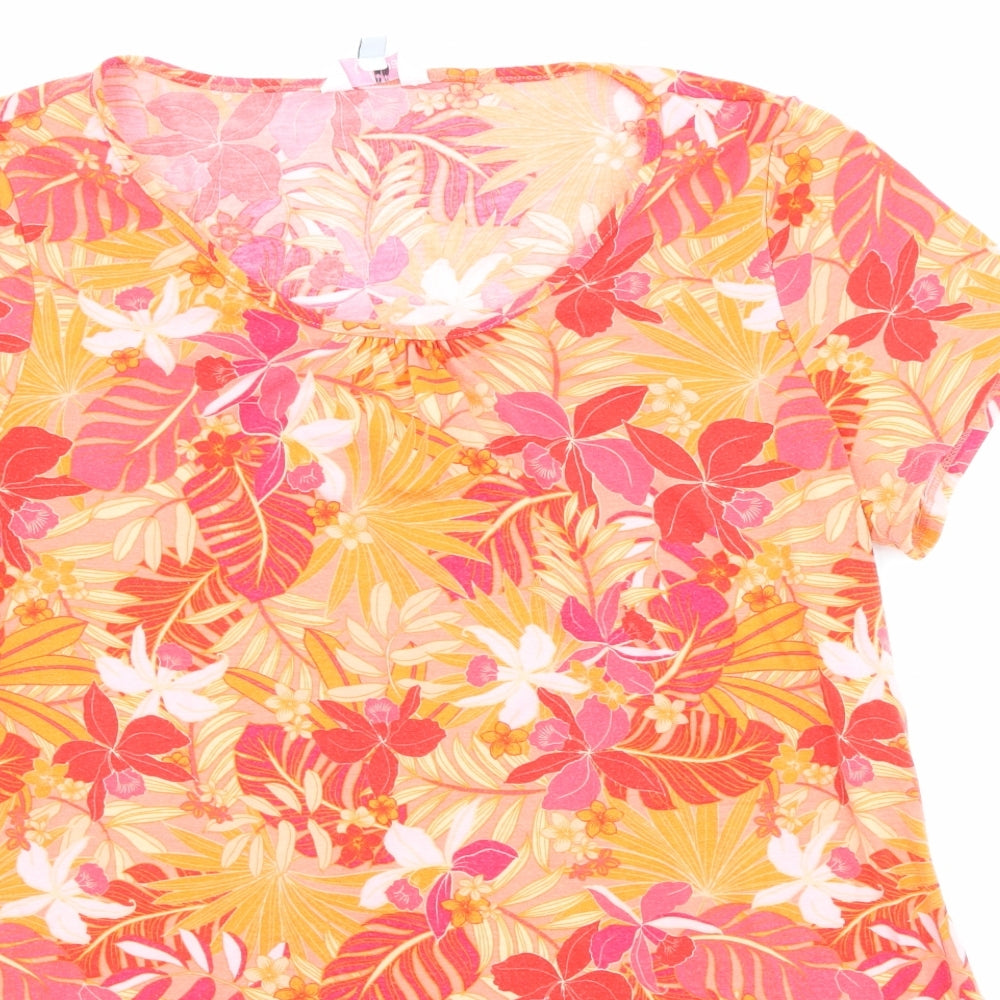 Julipa Womens Multicoloured Floral Polyester Basic Blouse Size 16 Boat Neck
