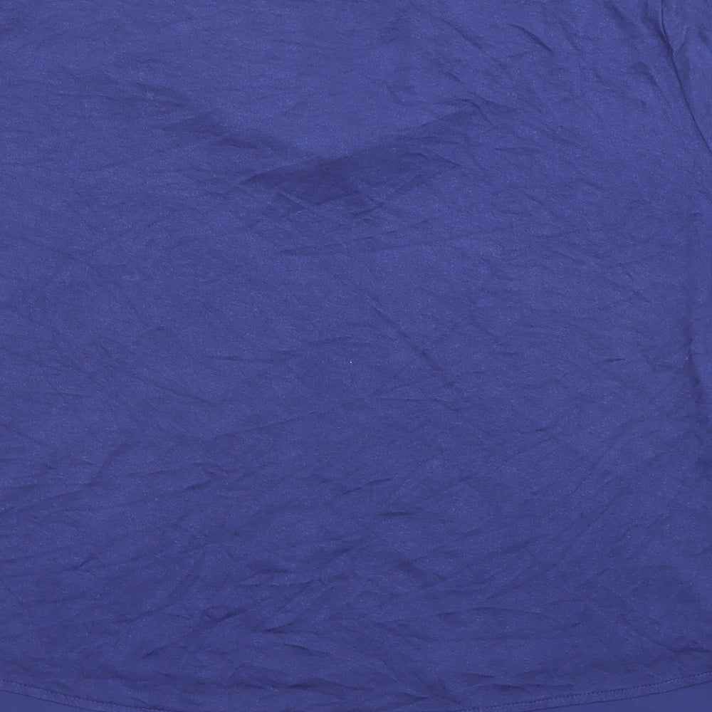 Marks and Spencer Womens Blue Polyester Basic T-Shirt Size 16 Cowl Neck
