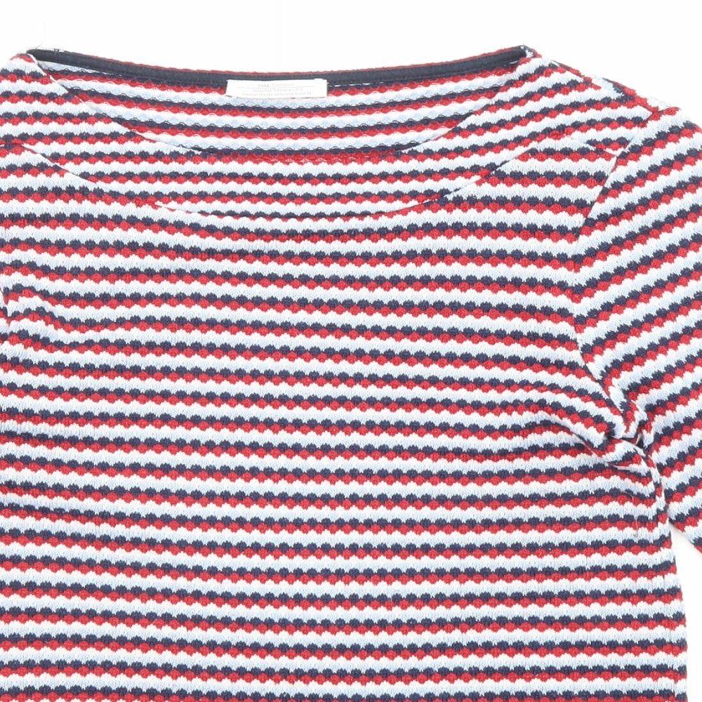 Zara Womens Multicoloured Boat Neck Striped Acrylic Pullover Jumper Size S
