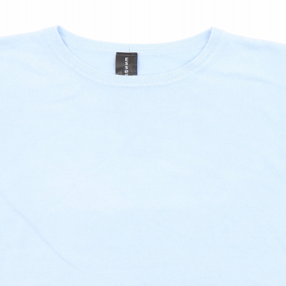 Essentials Womens Blue Round Neck Acrylic Pullover Jumper Size 14