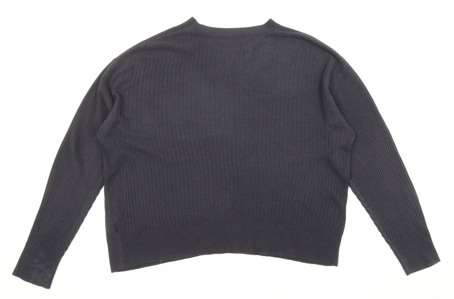 Marks and Spencer Womens Blue Boat Neck Acrylic Pullover Jumper Size 16