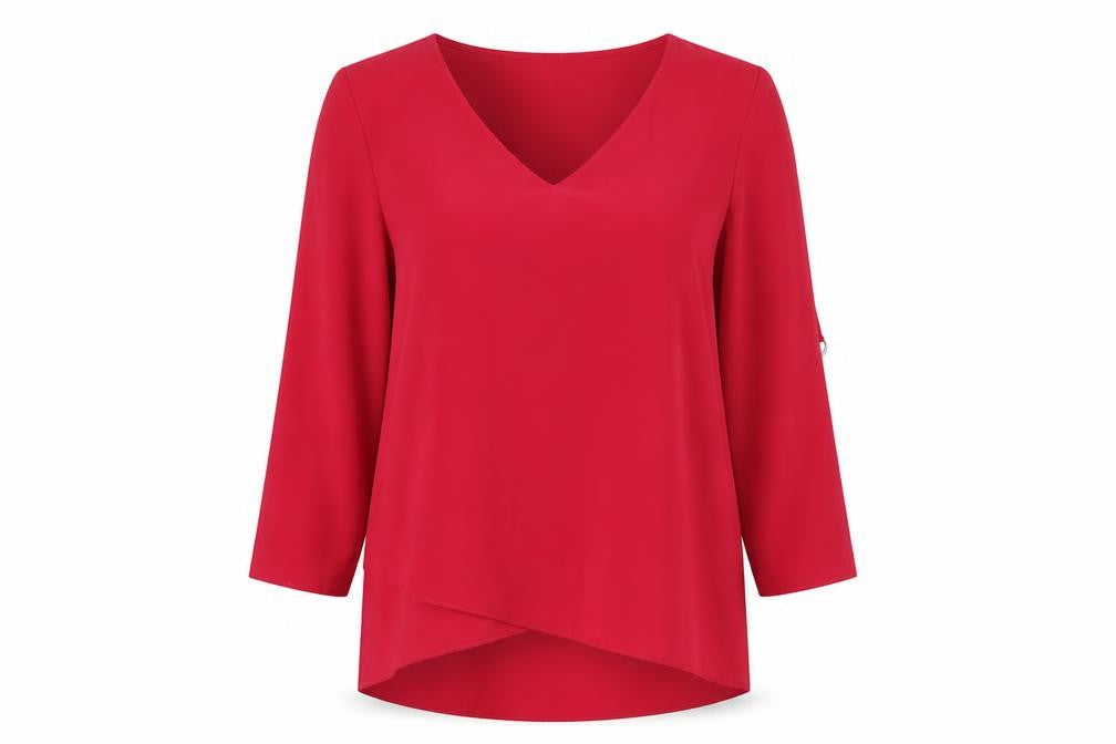 M&Co Womens Pink Polyester Basic Blouse Size 8 V-Neck - Buckle Detail