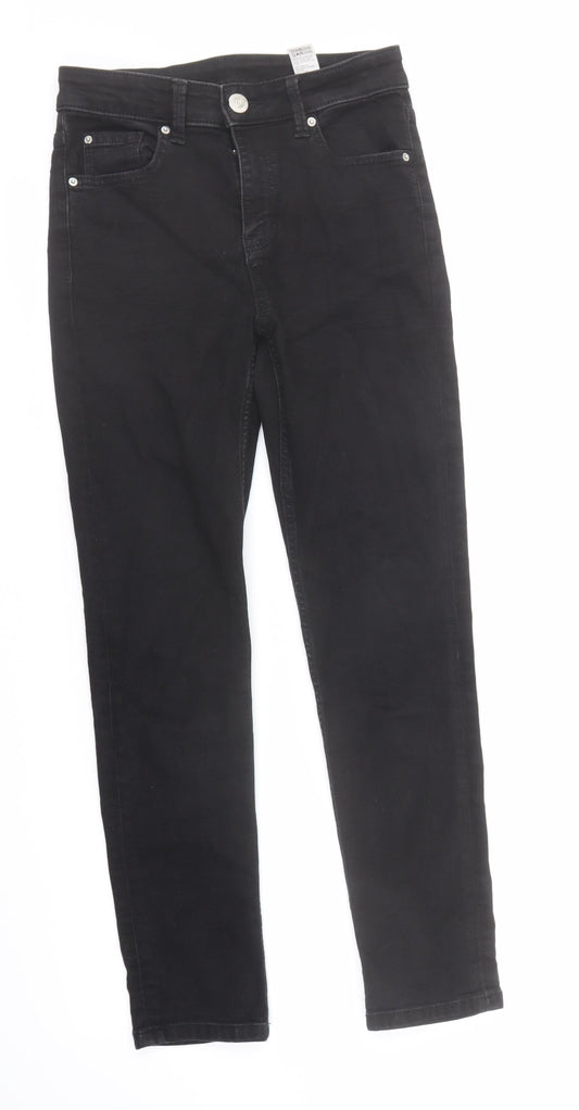 Marks and Spencer Womens Black Cotton Skinny Jeans Size 8 L27 in Regular Zip