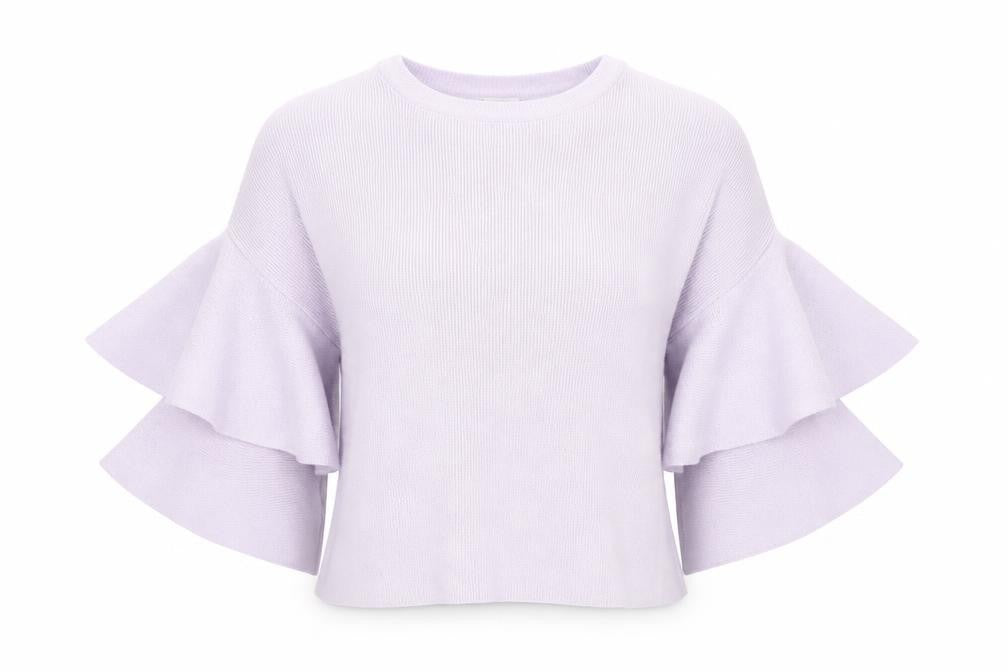 River Island Womens Purple Round Neck Cotton Pullover Jumper Size 6 - Flared Sleeves
