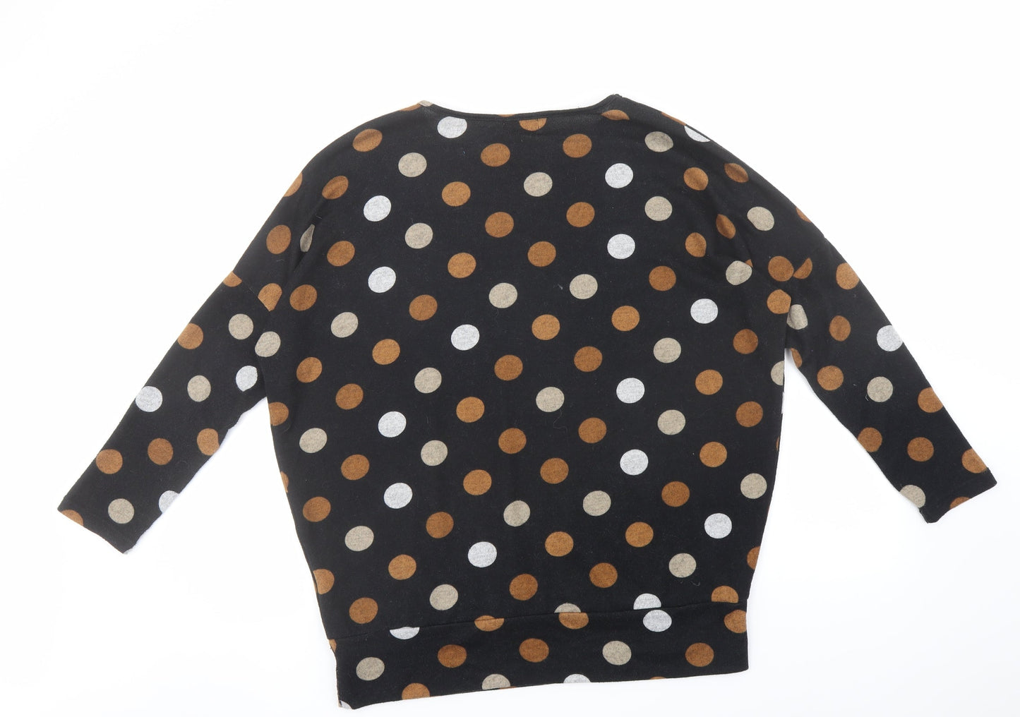 Stella Morgan Womens Black Boat Neck Polka Dot Polyester Pullover Jumper Size 10 - Oversized