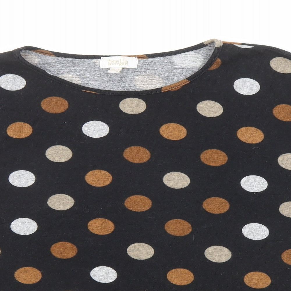 Stella Morgan Womens Black Boat Neck Polka Dot Polyester Pullover Jumper Size 10 - Oversized