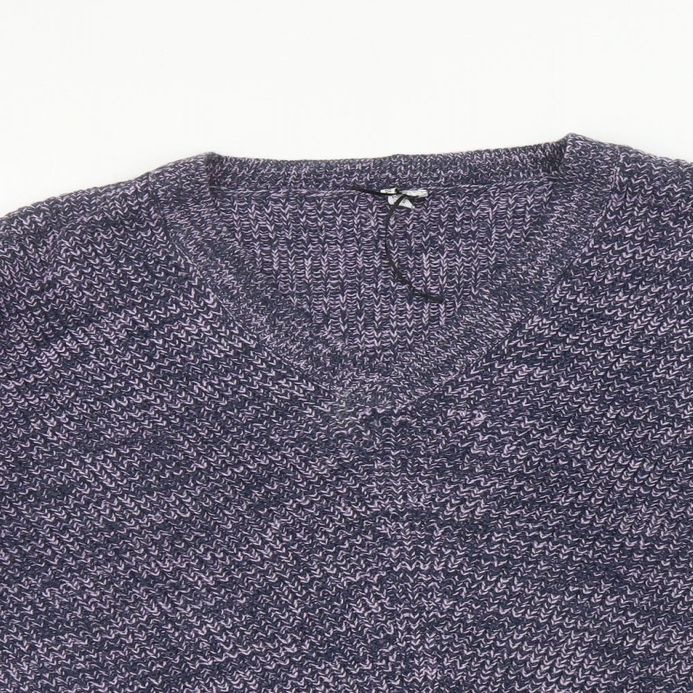 Capsule Womens Purple V-Neck Acrylic Pullover Jumper Size L