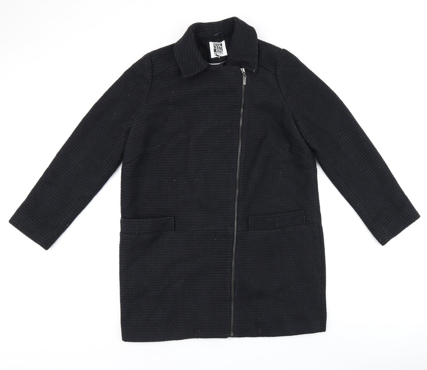 Debenhams Womens Black Overcoat Coat Size 12 Zip