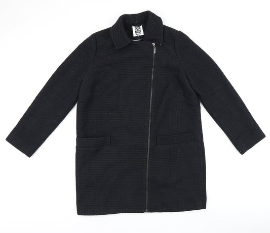 Debenhams Womens Black Overcoat Coat Size 12 Zip