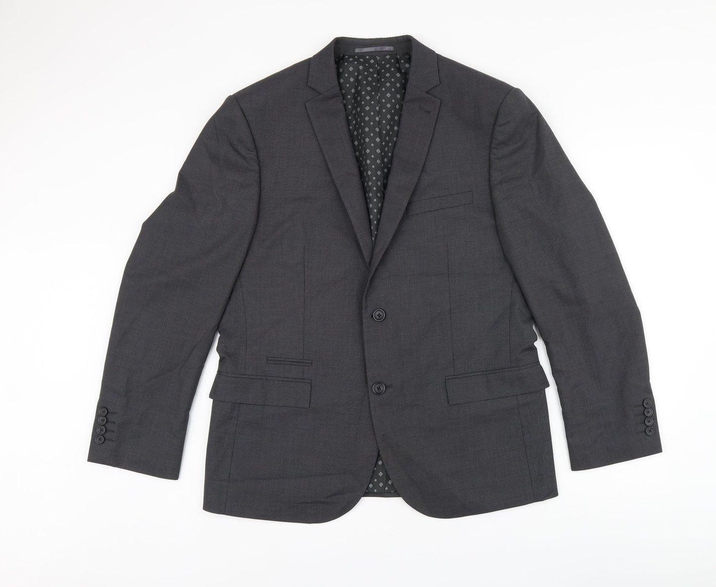 NEXT Mens Grey Polyester Jacket Suit Jacket Size 42 Regular