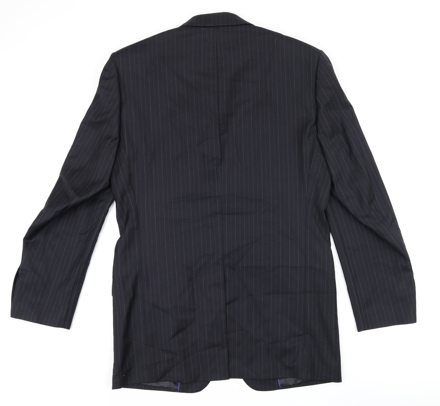 Daniel Hetcher Mens Black Striped Polyester Jacket Suit Jacket Size 38 Regular