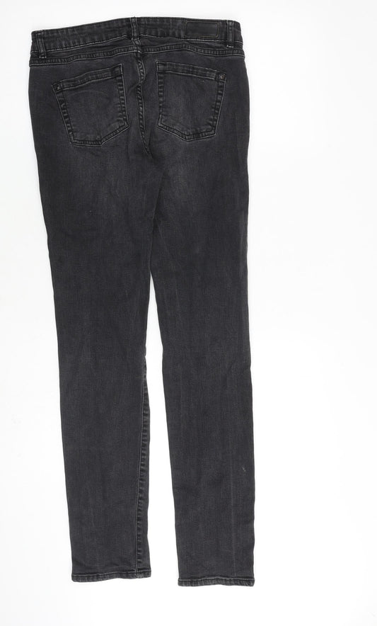 R Essential Womens Grey Cotton Straight Jeans Size 10 L30 in Regular Zip