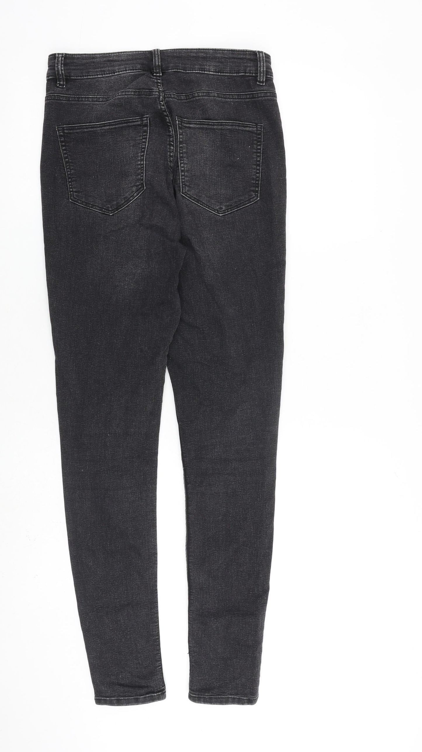 H&M Womens Grey Cotton Skinny Jeans Size 10 L30 in Regular Zip