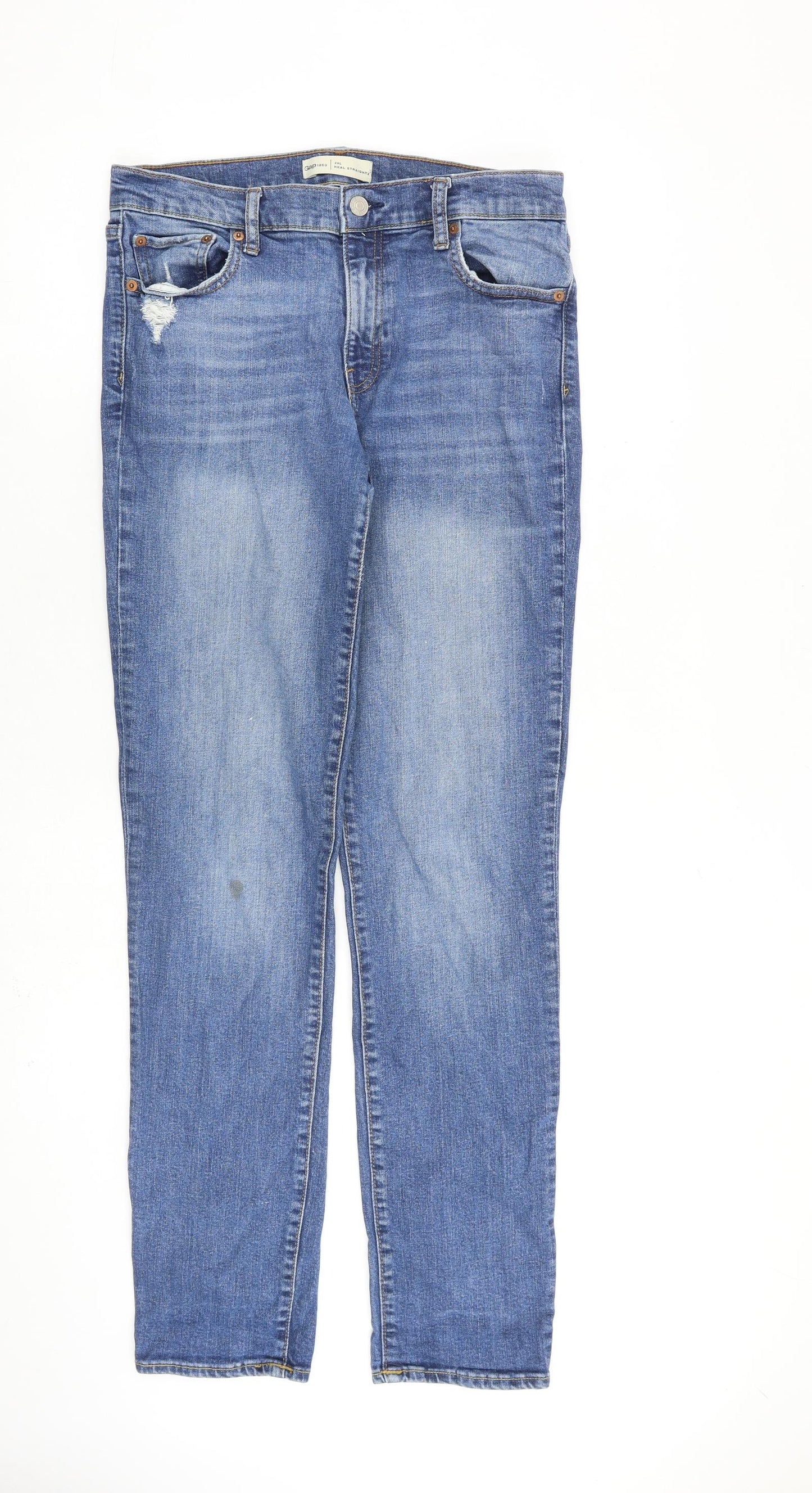 Gap Womens Blue Cotton Straight Jeans Size 29 in L32 in Regular Zip