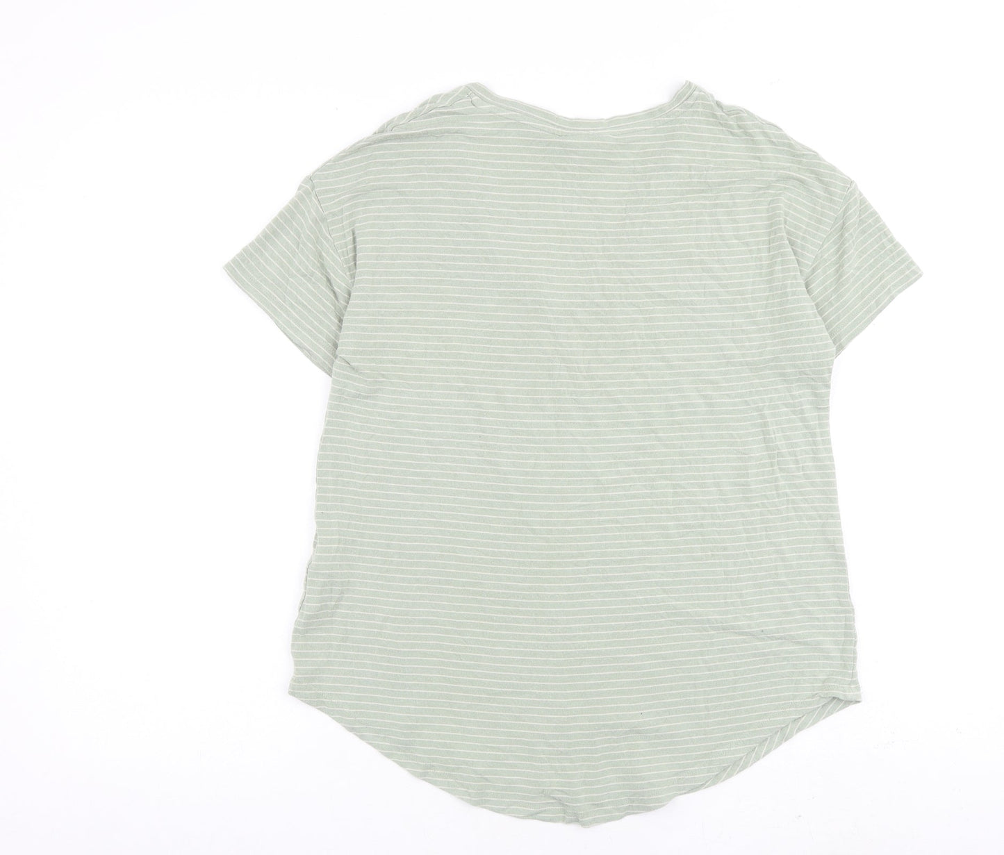 Mamalicious Womens Green Striped Viscose Basic T-Shirt Size M Round Neck