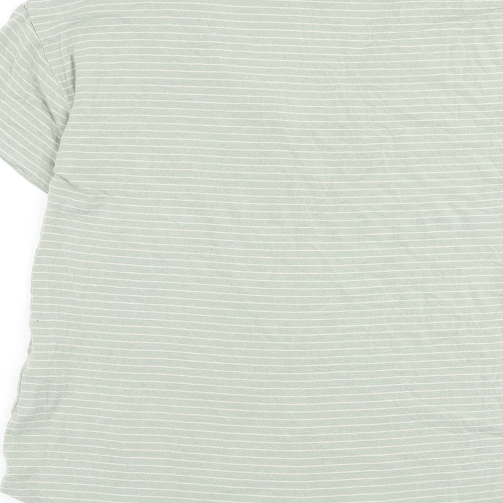 Mamalicious Womens Green Striped Viscose Basic T-Shirt Size M Round Neck
