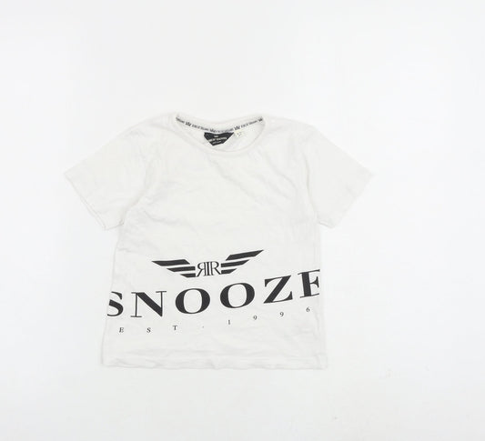 King Of Dreams Boys White 100% Cotton Basic T-Shirt Size 4-5 Years Round Neck Pullover