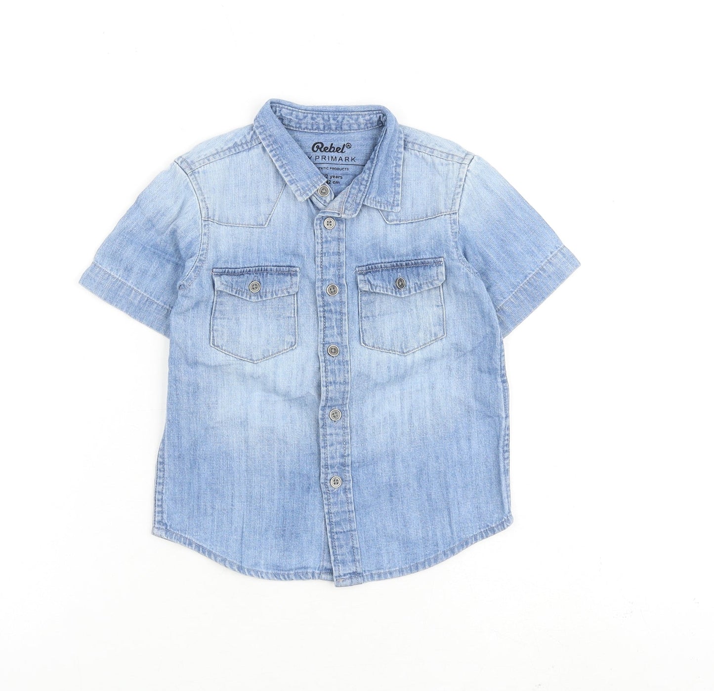 Rebel Boys Blue 100% Cotton Basic Button-Up Size 2 Years Collared Button