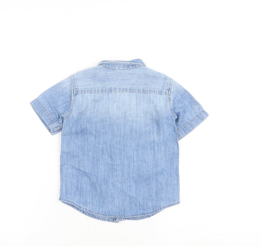 Rebel Boys Blue 100% Cotton Basic Button-Up Size 2 Years Collared Button
