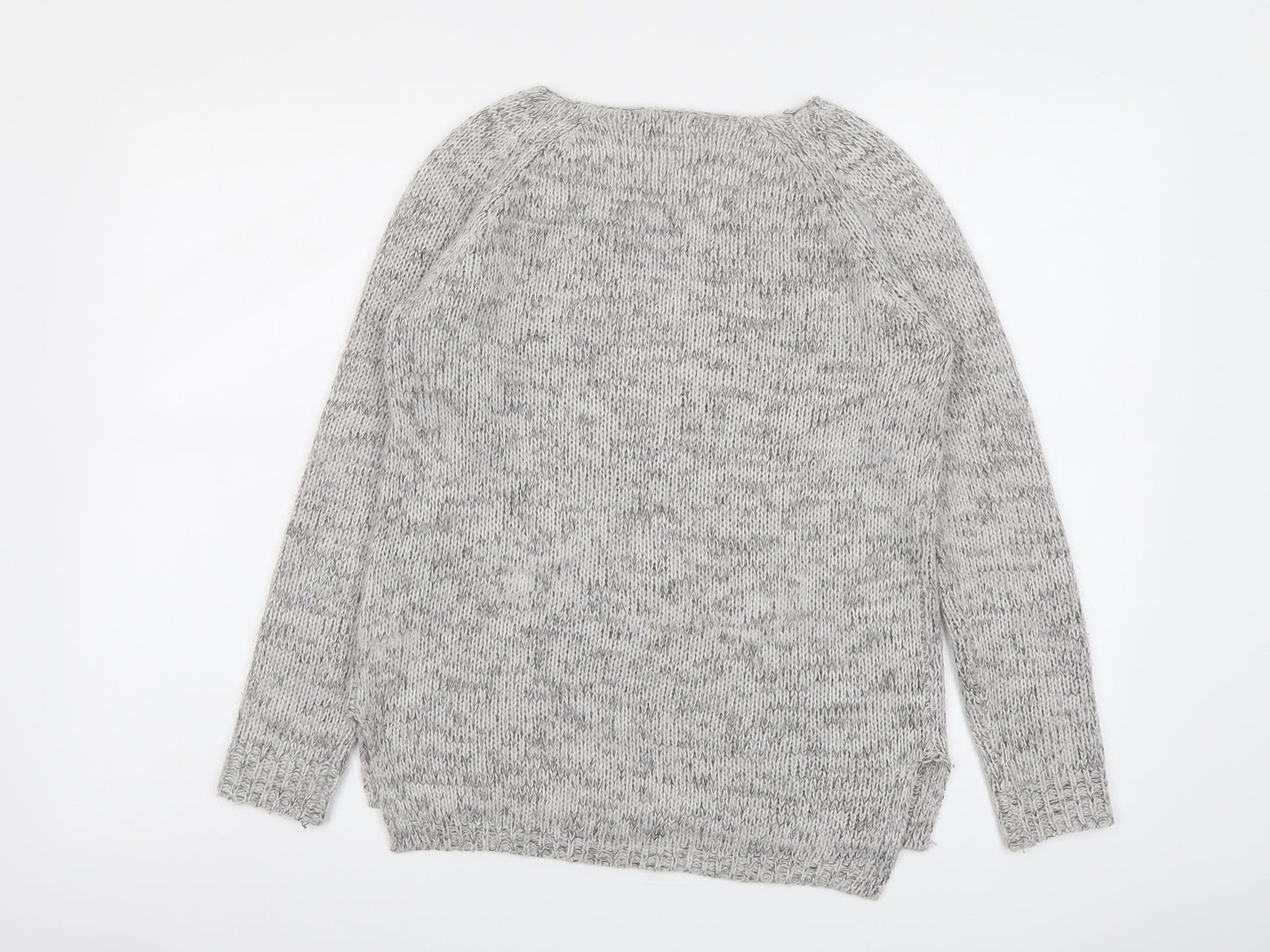 Stradivarius Womens Grey Round Neck Acrylic Pullover Jumper Size S