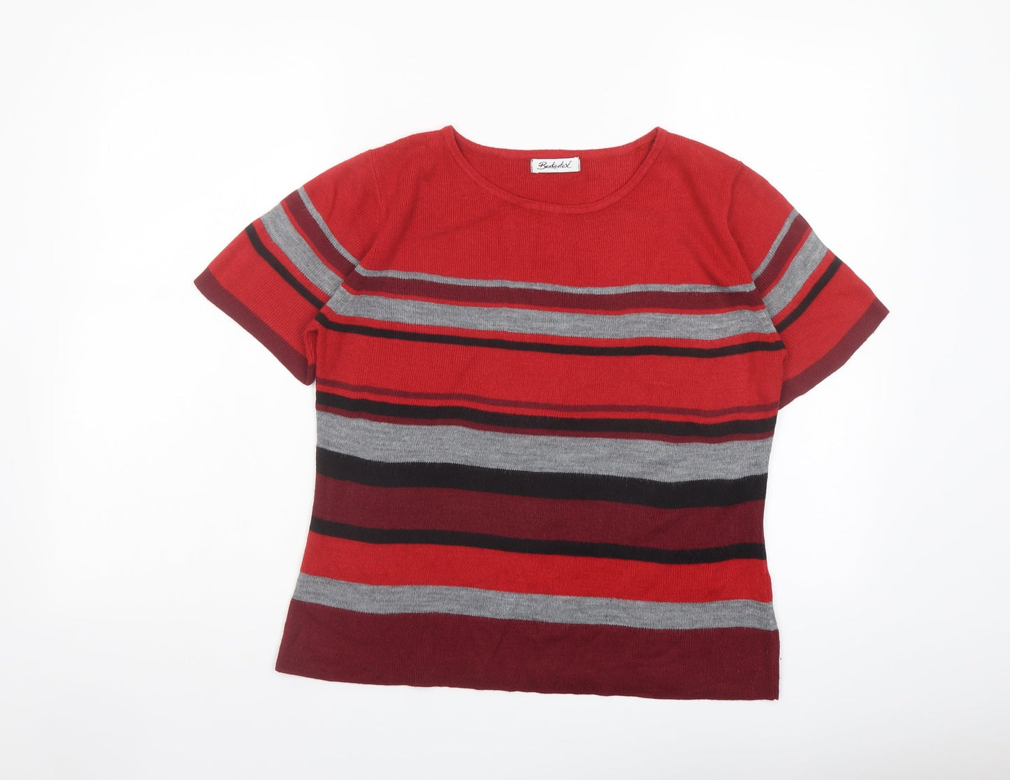 Berkertex Womens Multicoloured Round Neck Striped Acrylic Pullover Jumper Size 10