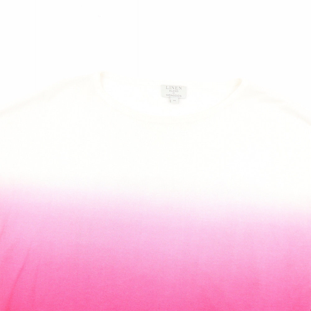 Monsoon Womens Pink Round Neck Acrylic Pullover Jumper Size M