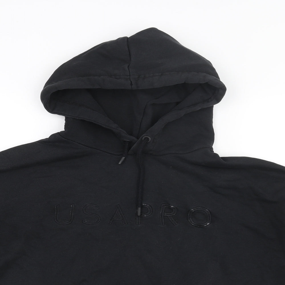USA Pro Womens Black Polyester Pullover Hoodie Size 16 Pullover - Embroidered Logo