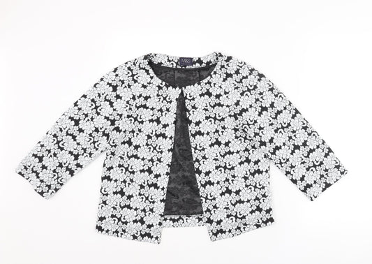 Marks and Spencer Womens Black Geometric Jacket Size 8 Hook & Eye
