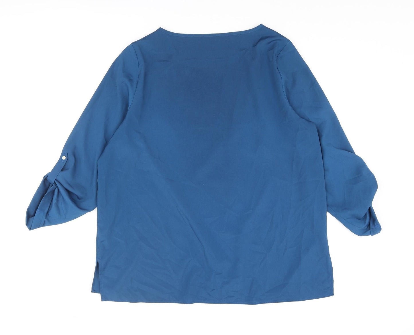 Marks and Spencer Womens Blue Polyester Basic Blouse Size 10 Off the Shoulder