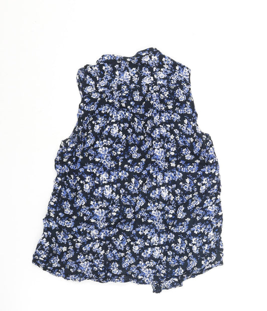 Jack Wills Womens Blue Floral Viscose Camisole Blouse Size 8 Collared