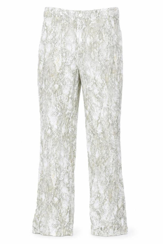 Zara Womens Beige Animal Print Viscose Trousers Size M L33 in Regular Zip - Snake Print
