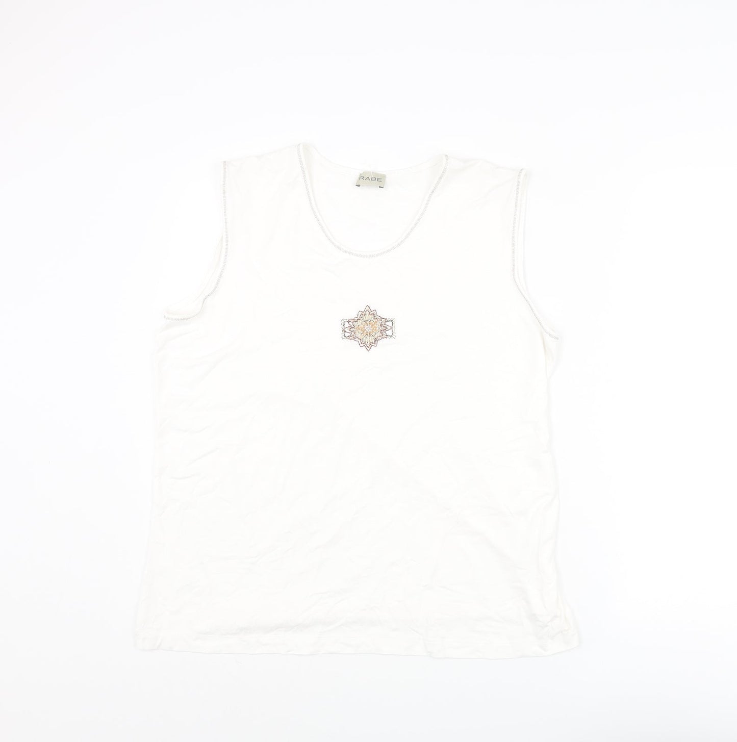 Rabe Womens White Viscose Camisole T-Shirt Size 18 Round Neck - Embroidered