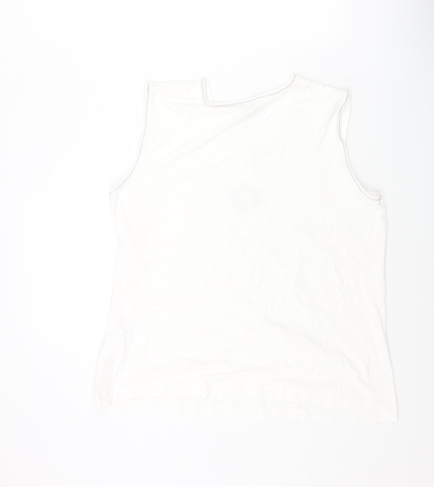 Rabe Womens White Viscose Camisole T-Shirt Size 18 Round Neck - Embroidered