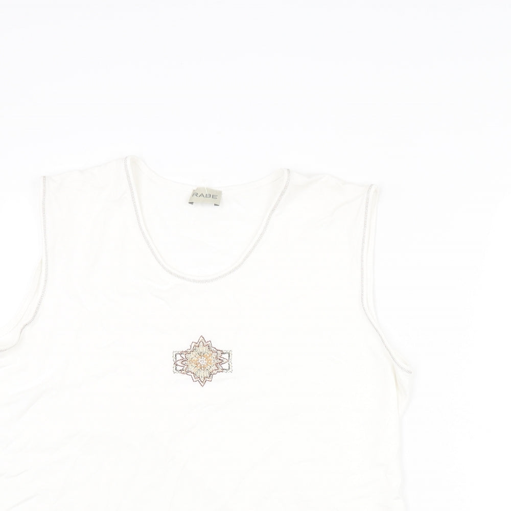 Rabe Womens White Viscose Camisole T-Shirt Size 18 Round Neck - Embroidered