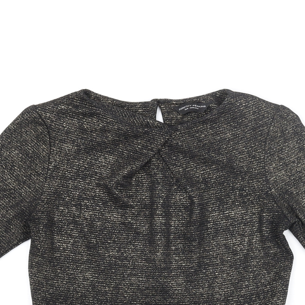 Dorothy Perkins Womens Gold Polyester Basic Blouse Size 14 Round Neck - Peplum